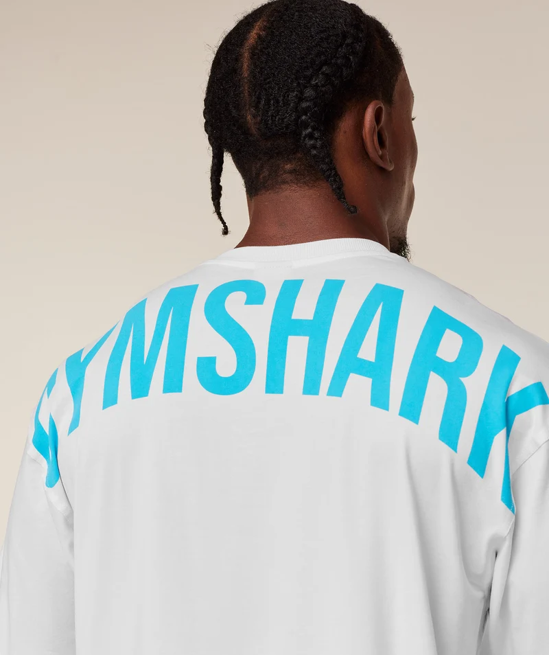 Gymshark Power T-Shirt - White/Brand Blue