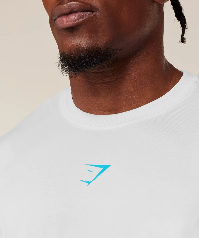 Gymshark Power T-Shirt - White/Brand Blue