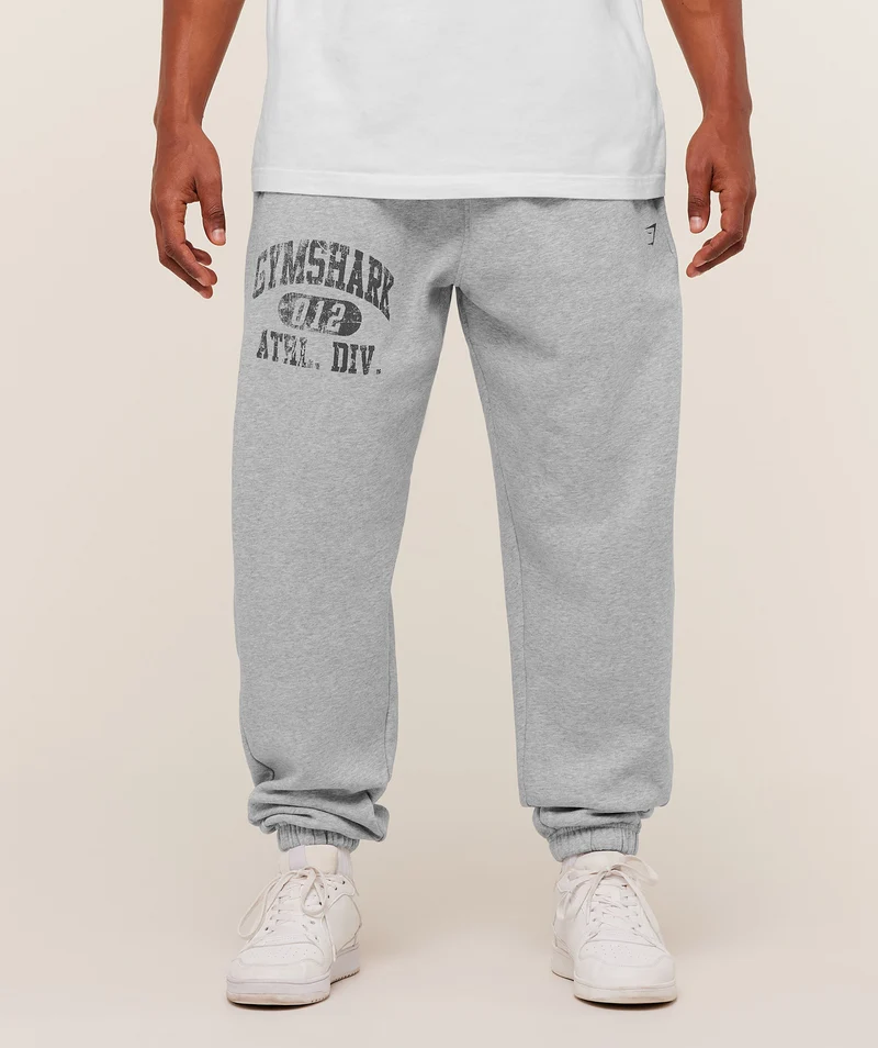 Gymshark Athletic Division Graphic Joggers - Light Grey Core Marl