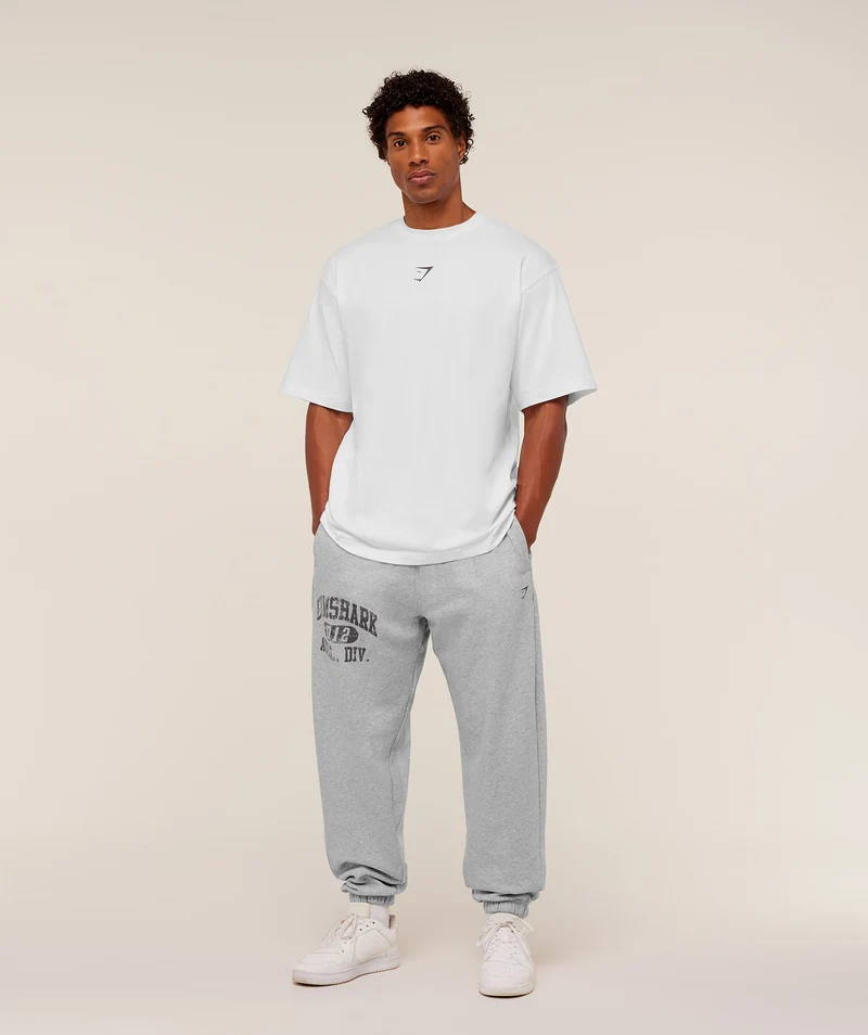 Gymshark Athletic Division Graphic Joggers - Light Grey Core Marl