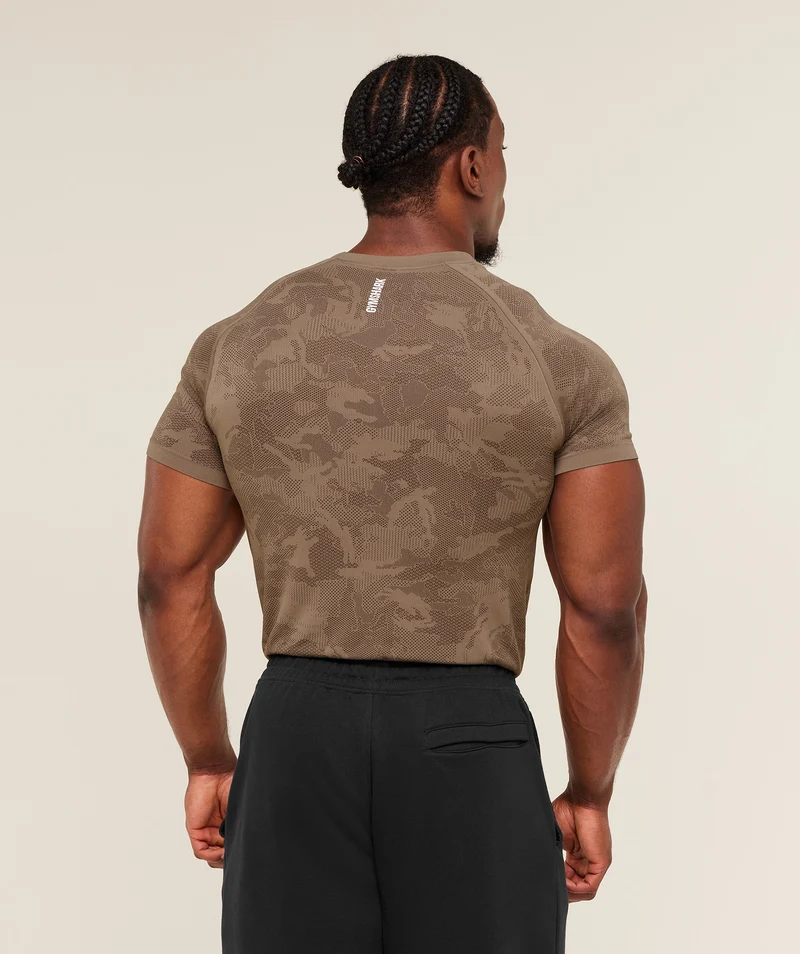 Gymshark Geo Seamless T-Shirt - Lifestyle Brown/Archive Brown