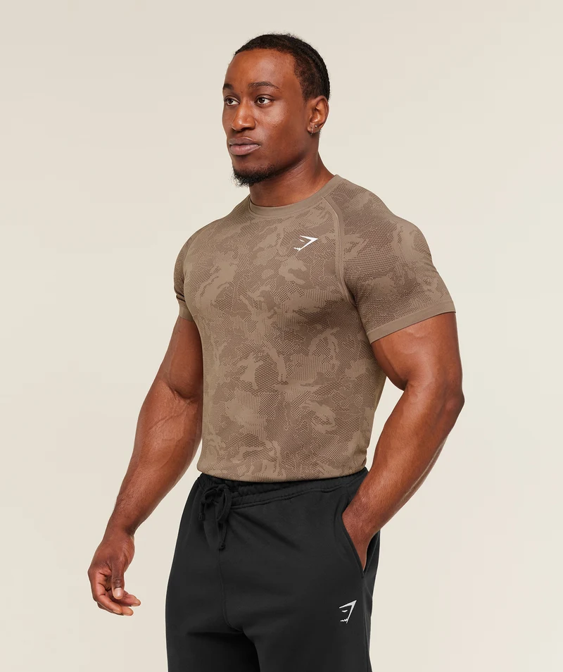 Gymshark Geo Seamless T-Shirt - Lifestyle Brown/Archive Brown