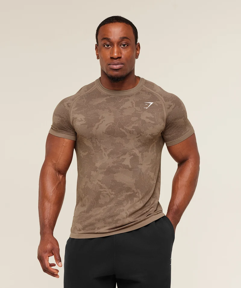 Gymshark Geo Seamless T-Shirt - Lifestyle Brown/Archive Brown
