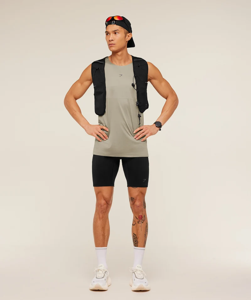 Gymshark Running Elite Tank - Linen Brown