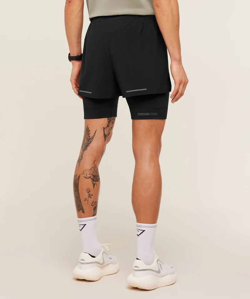 Gymshark Running Elite 2-in-1 5" Shorts - Black