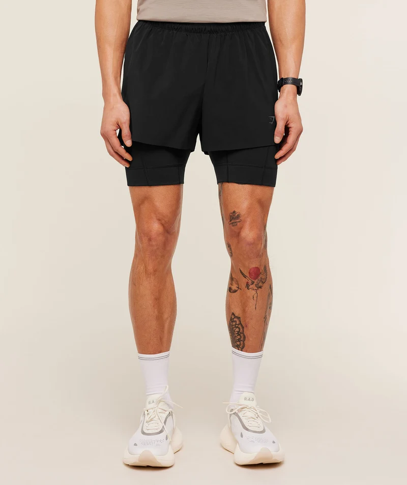 Gymshark Running Elite 2-in-1 5" Shorts - Black