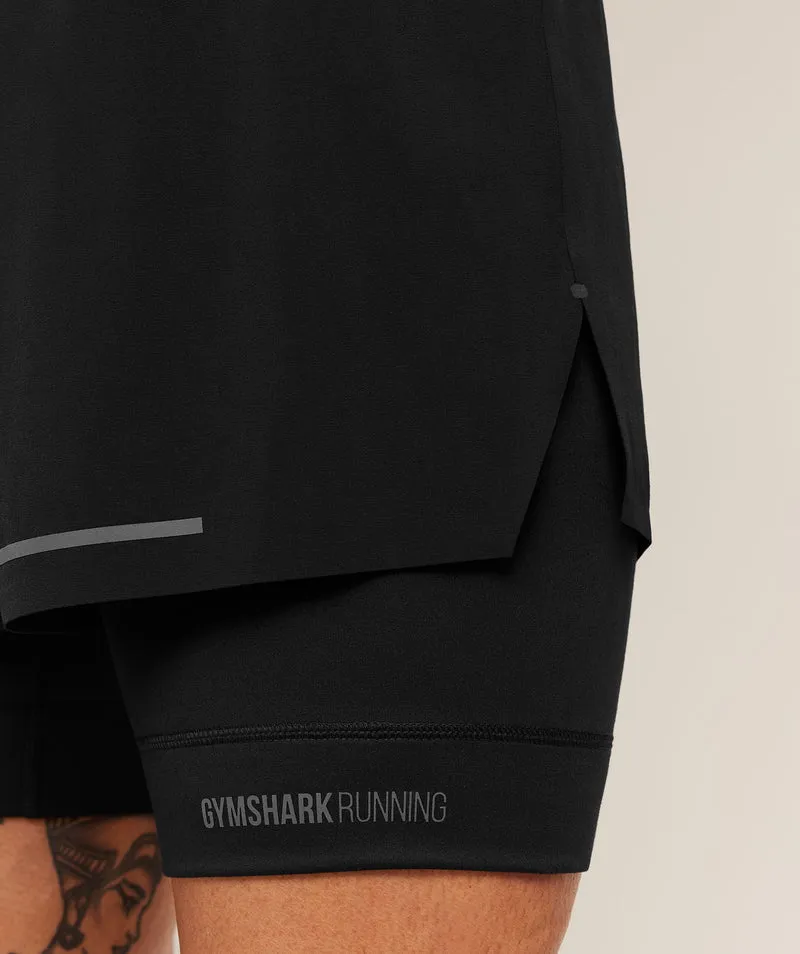 Gymshark Running Elite 2-in-1 5" Shorts - Black