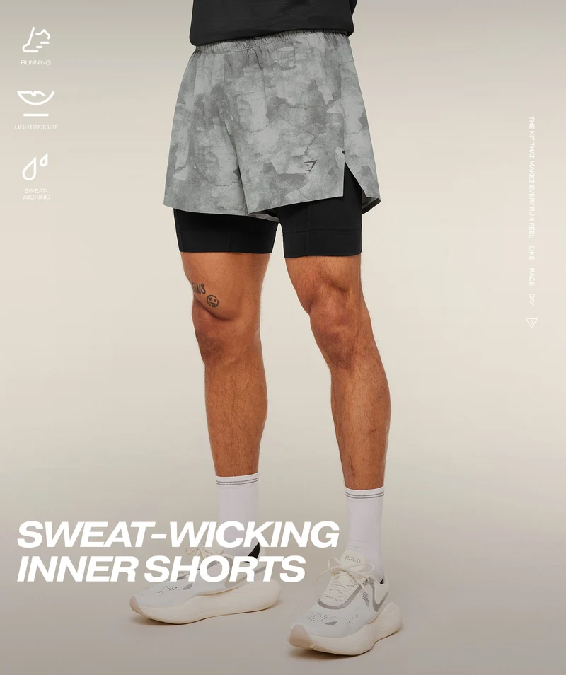 Gymshark Running Elite 2-in-1 5" Shorts - Smokey Grey/Black