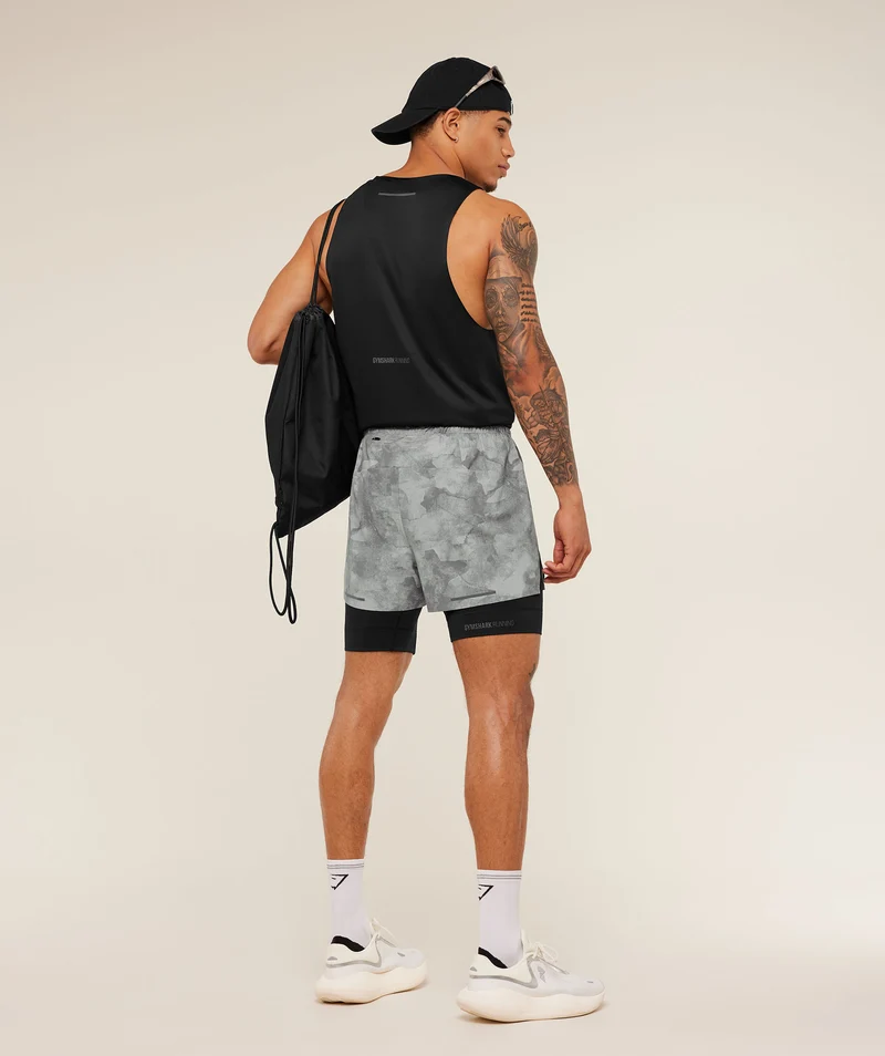Gymshark Running Elite 2-in-1 5" Shorts - Smokey Grey/Black