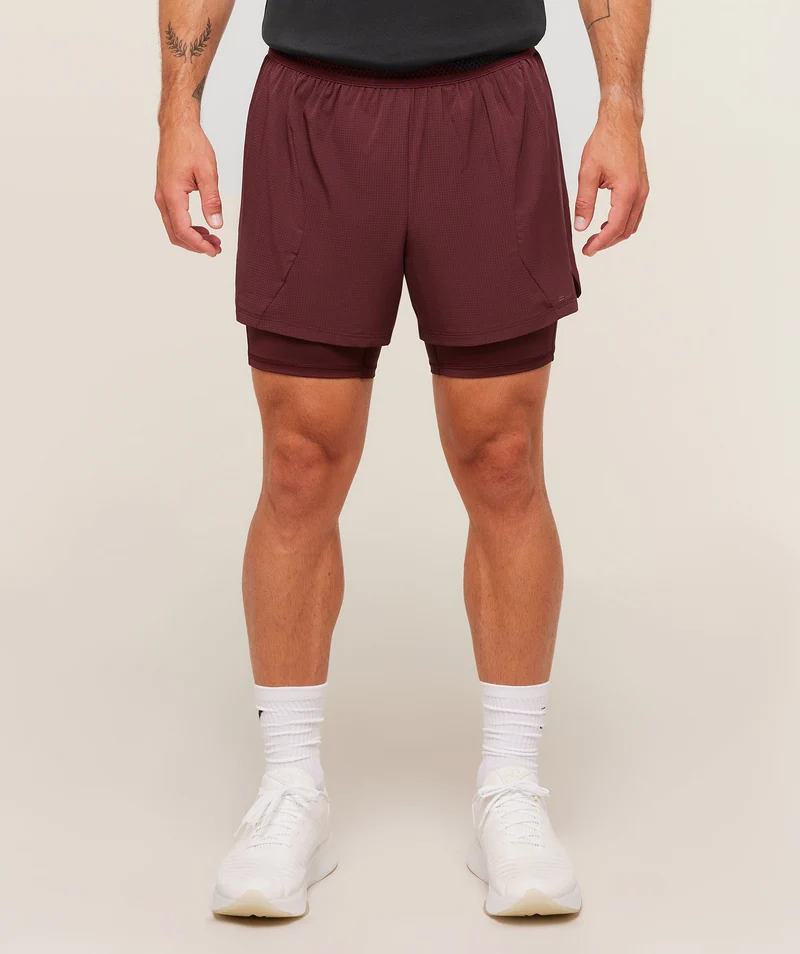 Gymshark Running 4" 2-in-1 Shorts - Rich Maroon