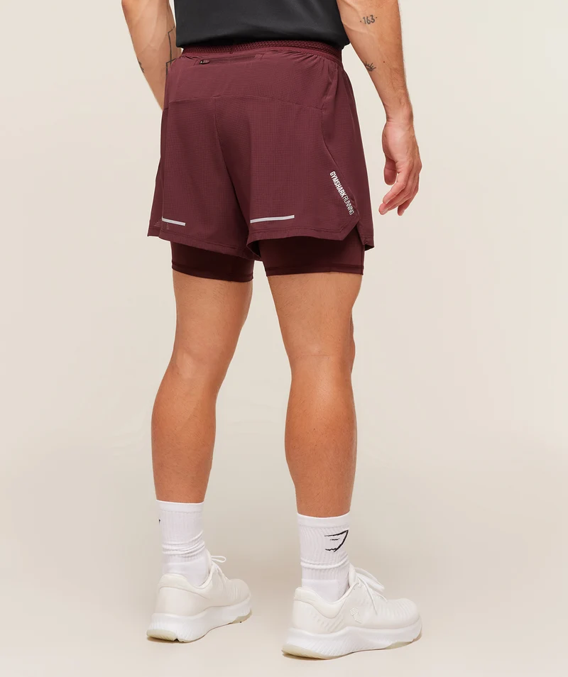 Gymshark Running 4" 2-in-1 Shorts - Rich Maroon