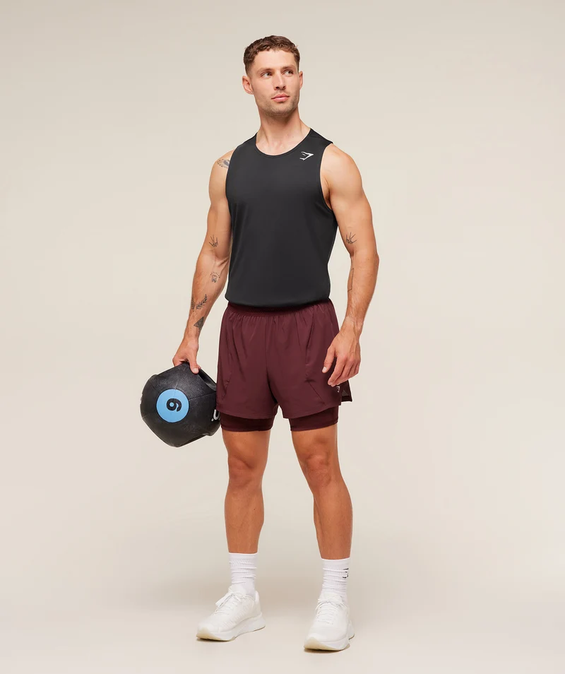 Gymshark Running 4" 2-in-1 Shorts - Rich Maroon