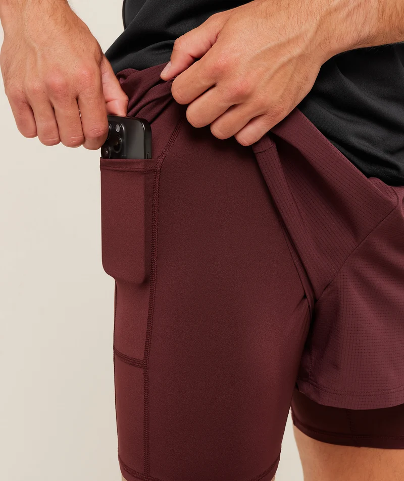 Gymshark Running 4" 2-in-1 Shorts - Rich Maroon