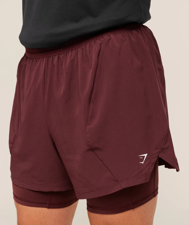 Gymshark Running 4" 2-in-1 Shorts - Rich Maroon