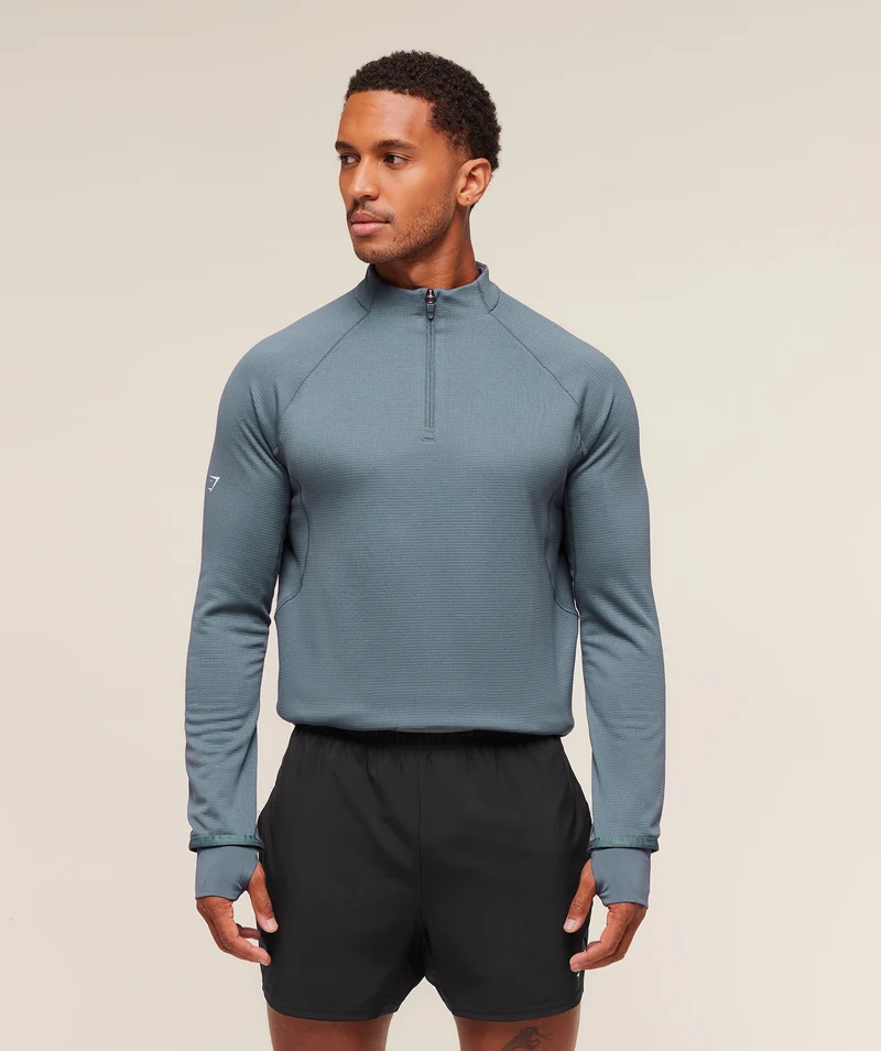 Gymshark Running 1/4 Zip - Iron Blue