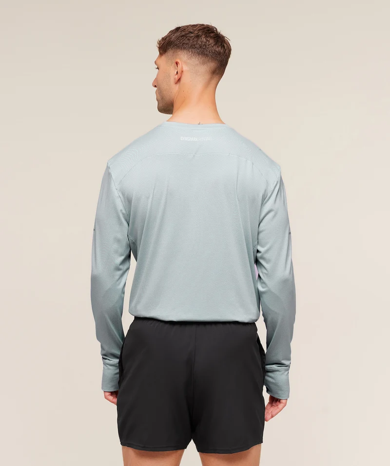 Gymshark Running Long Sleeve T-Shirt - Smoke Blue