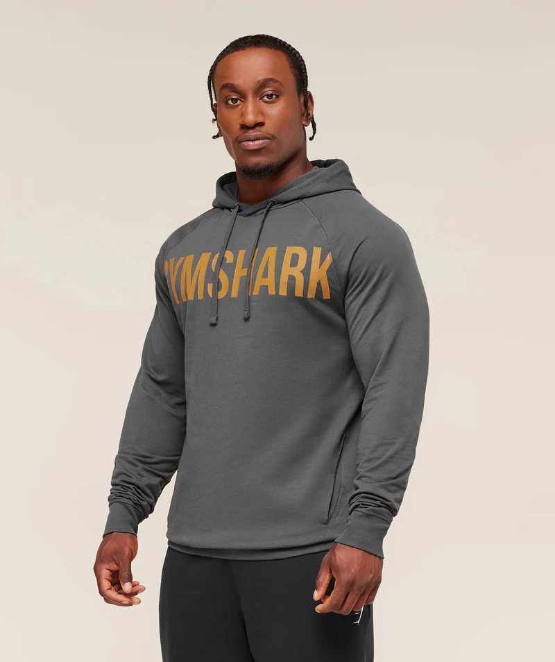 Gymshark Prime Hoodie - Onyx Grey/Antique Gold