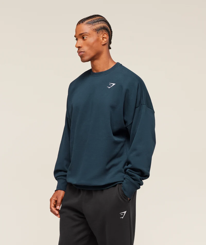 Gymshark Crest Oversized Crew - Navy