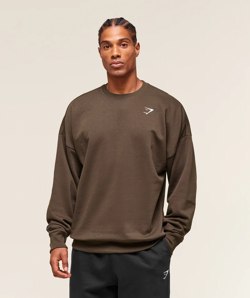 Gymshark Crest Oversized Crew - Archive Brown