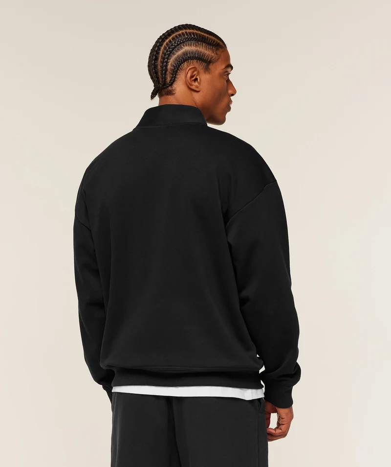 Gymshark Crest Oversized 1/4 Zip - Black