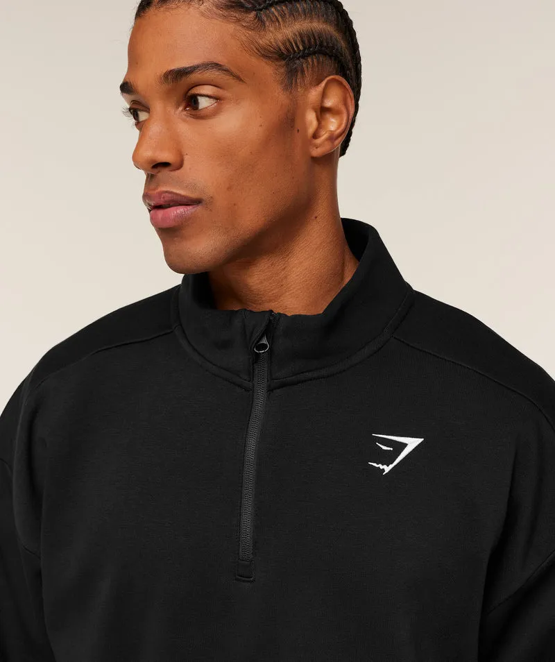 Gymshark Crest Oversized 1/4 Zip - Black
