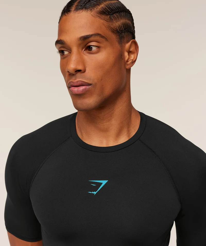 Gymshark Element Baselayer T-Shirt - Black/Brand Blue