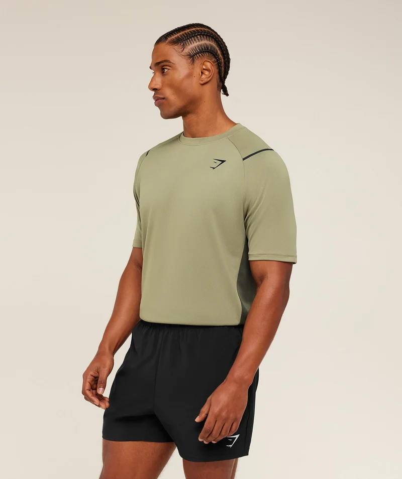 Gymshark Arrival Contrast T-Shirt - Grounded Green/Strength Green