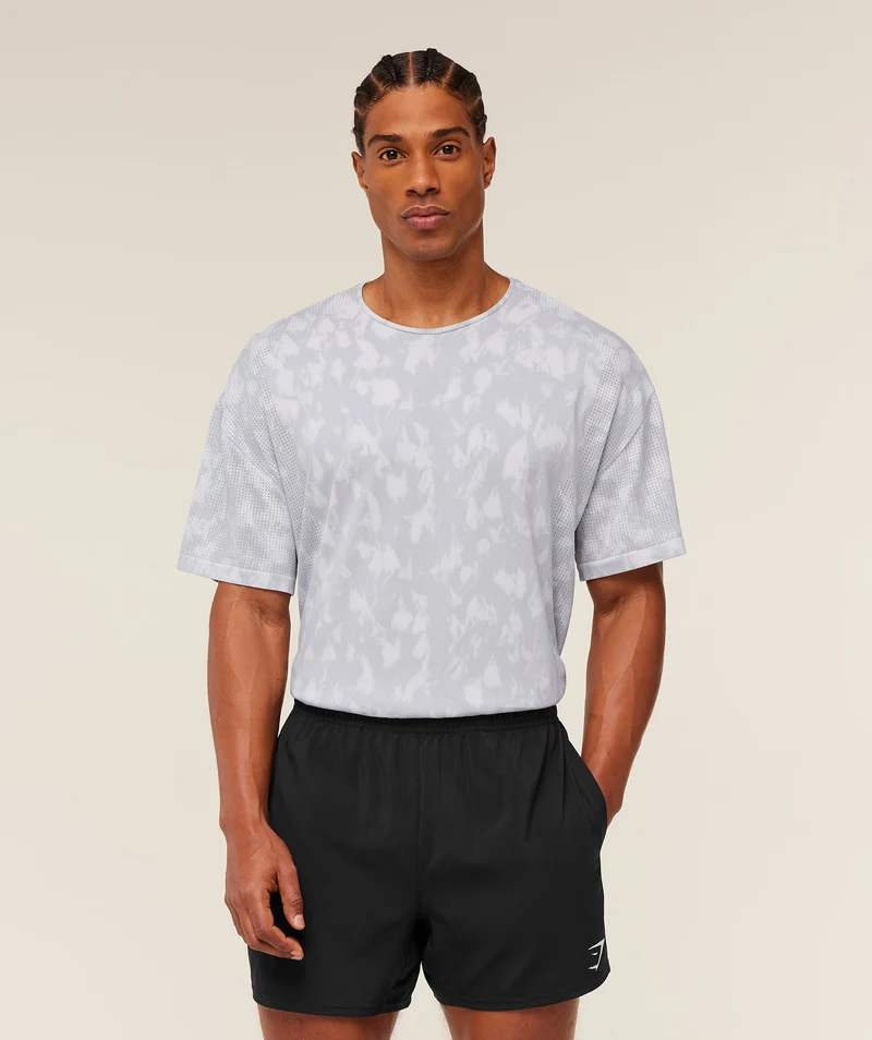 Gymshark Distance Seamless T-Shirt - Light Grey/Acid Wash
