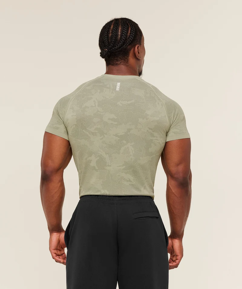 Gymshark Geo Seamless T-Shirt - Haze Green/Unit Green