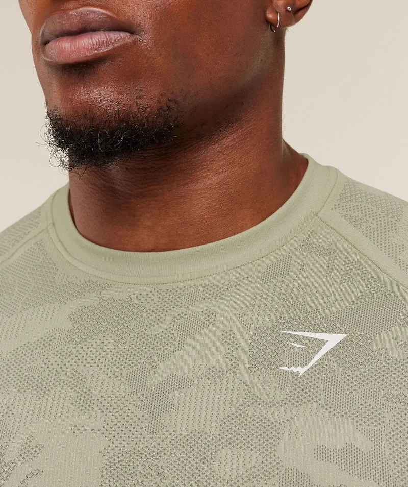 Gymshark Geo Seamless T-Shirt - Haze Green/Unit Green