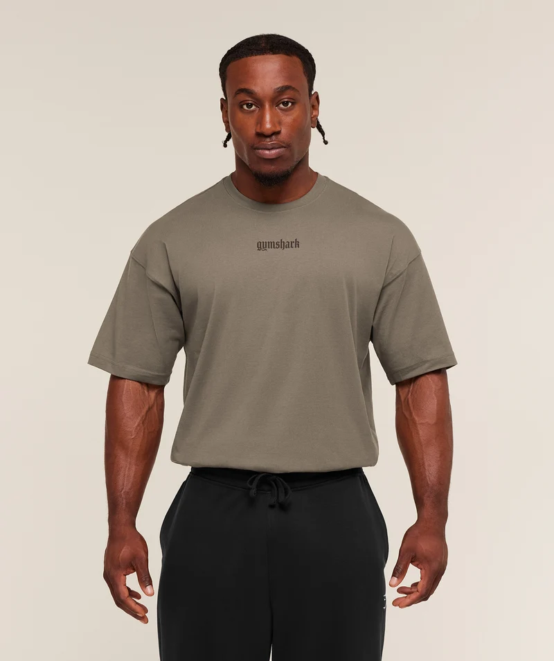 Gymshark Olde English T-Shirt - Camo Brown