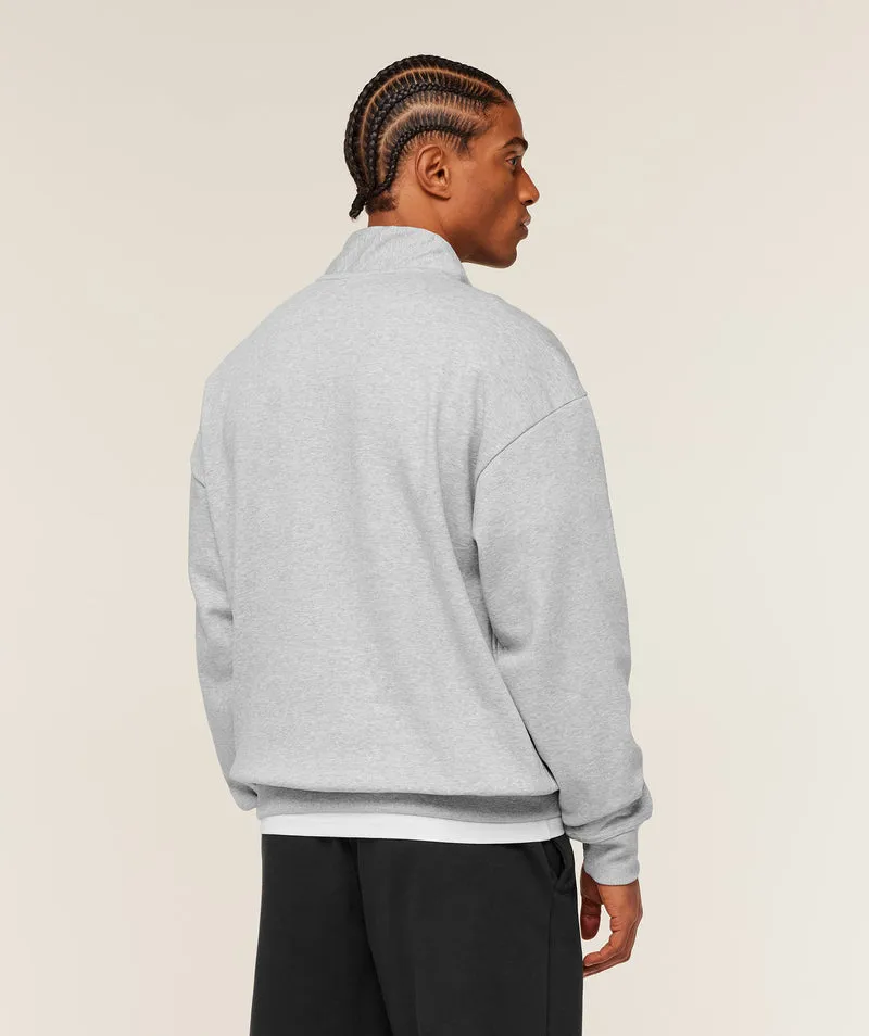Gymshark Crest Oversized 1/4 Zip - Light Grey Core Marl