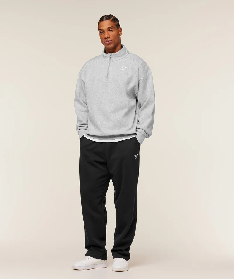 Gymshark Crest Oversized 1/4 Zip - Light Grey Core Marl