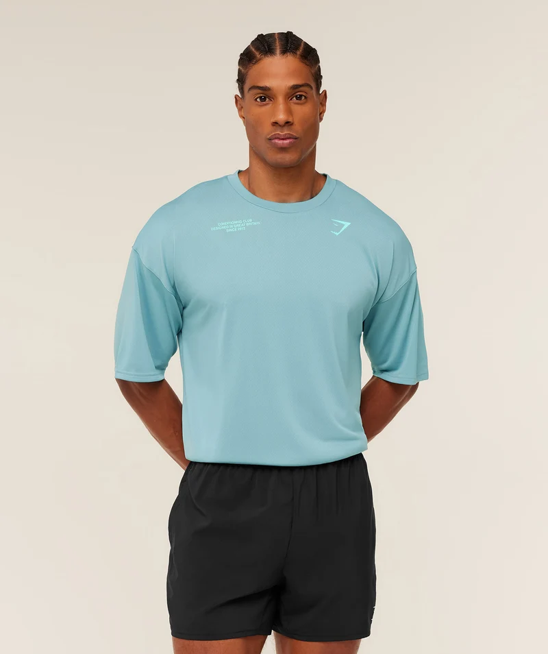 Gymshark Conditioning Club Oversized T-Shirt - Flow Blue/Pop Turquoise