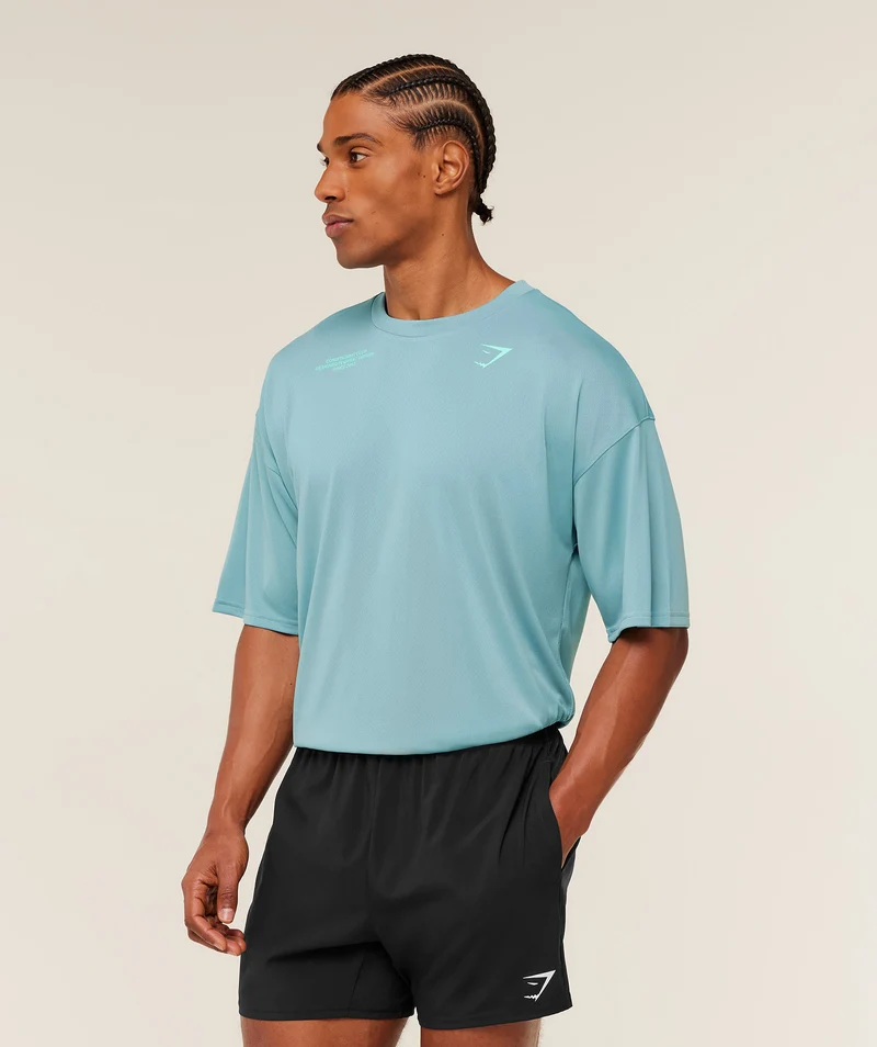 Gymshark Conditioning Club Oversized T-Shirt - Flow Blue/Pop Turquoise