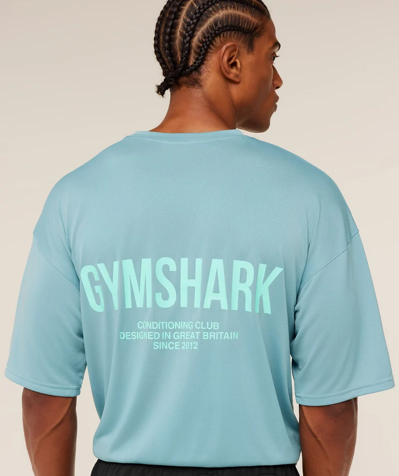 Gymshark Conditioning Club Oversized T-Shirt - Flow Blue/Pop Turquoise