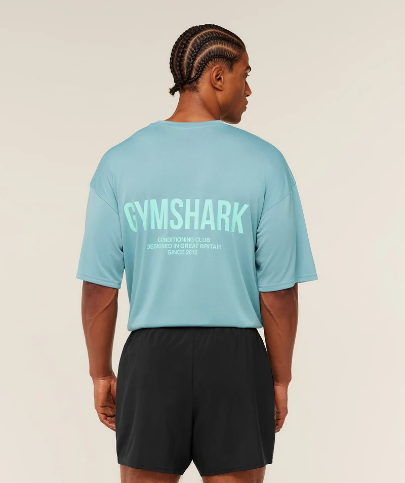 Gymshark Conditioning Club Oversized T-Shirt - Flow Blue/Pop Turquoise