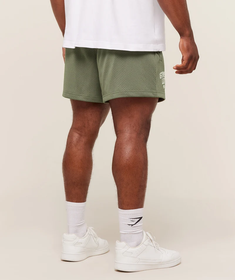 Gymshark Lifting Barbell Mesh 5" Short - Base Green