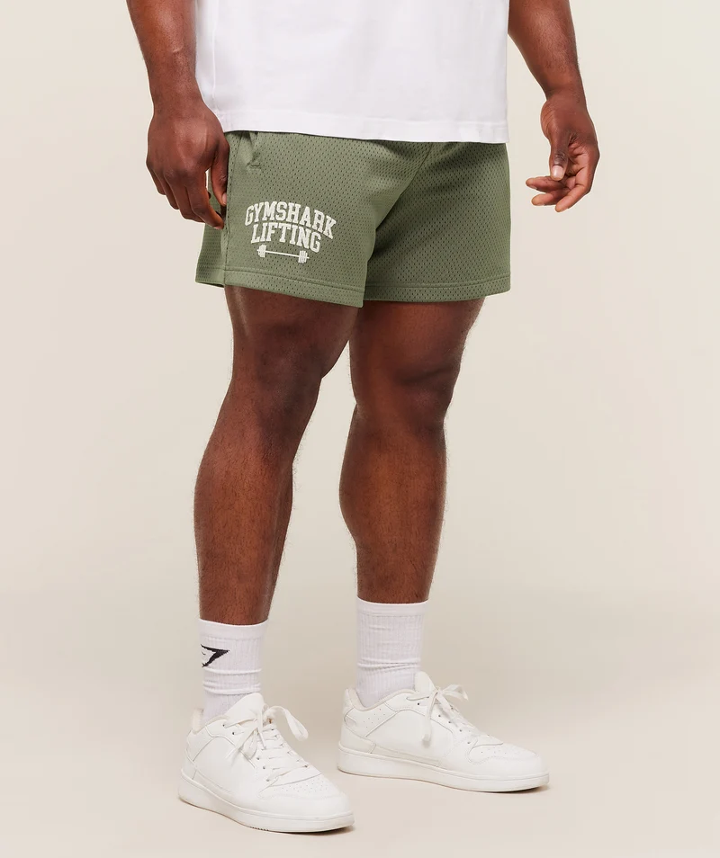 Gymshark Lifting Barbell Mesh 5" Short - Base Green