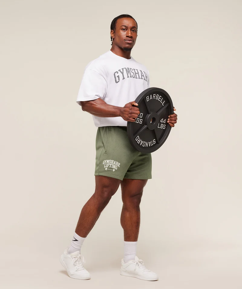 Gymshark Lifting Barbell Mesh 5" Short - Base Green