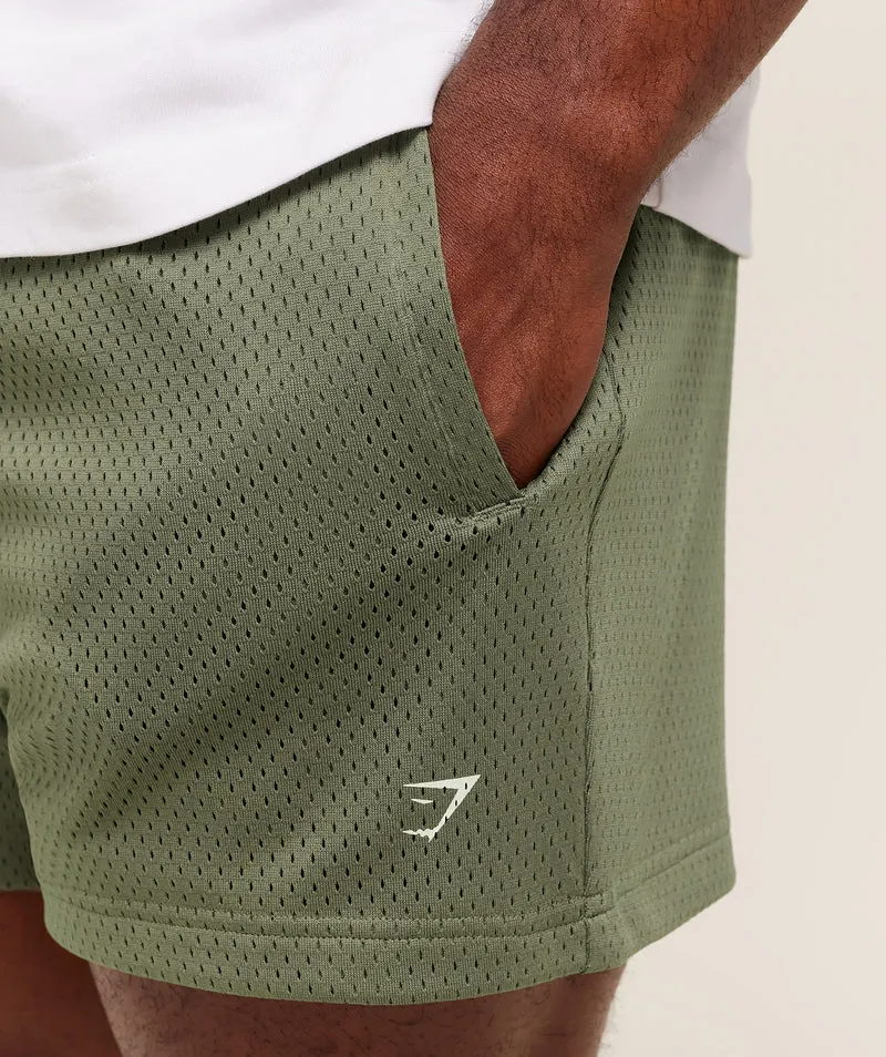 Gymshark Lifting Barbell Mesh 5" Short - Base Green