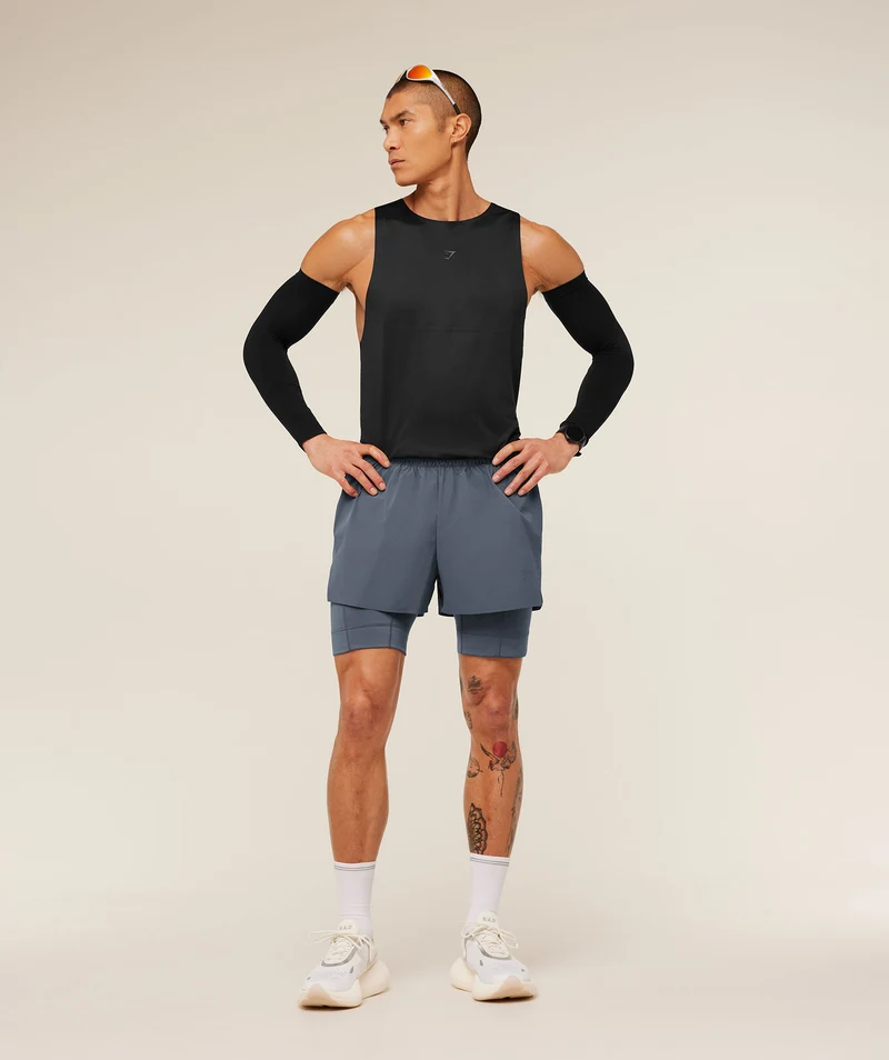Gymshark Running Elite 2-in-1 5" Shorts - Titanium Blue