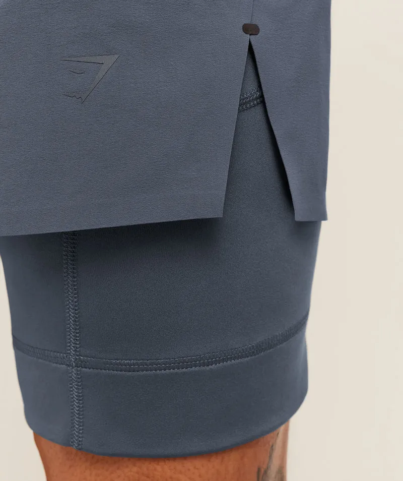 Gymshark Running Elite 2-in-1 5" Shorts - Titanium Blue