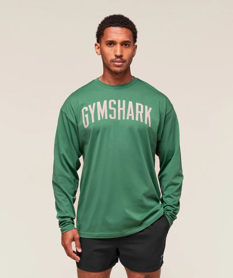 Gymshark Worn Graphic Long Sleeve T-Shirt - Lift Green