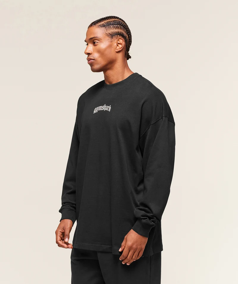 Gymshark Lion Graphic Long Sleeve T-Shirt - Black