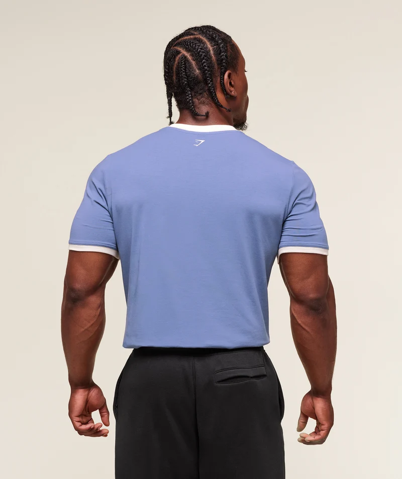 Gymshark XXL Strength Dept Ringer T-Shirt - Worn Blue