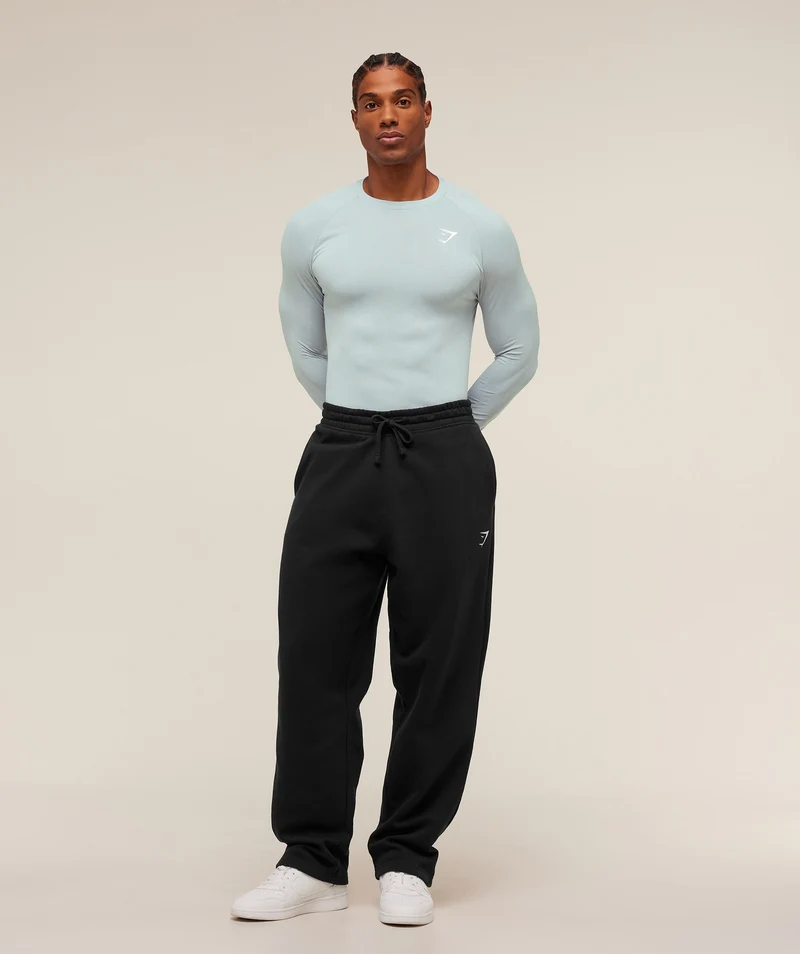 Gymshark Geo Seamless Long Sleeve T-Shirt - Smoke Blue/Soft White