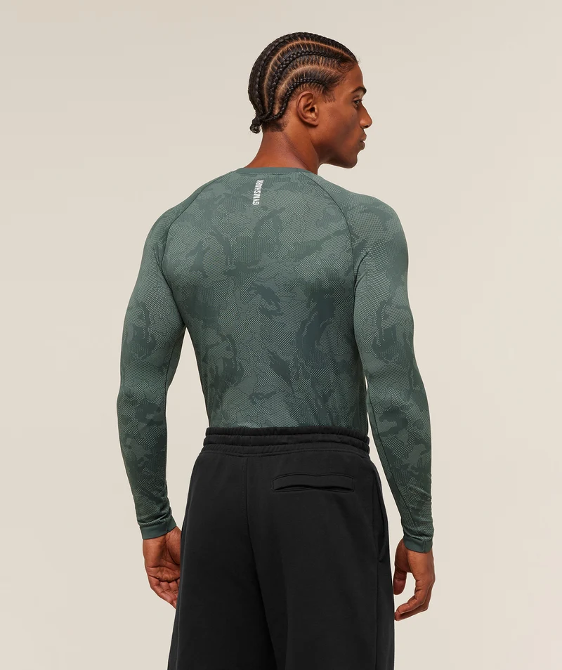 Gymshark Geo Seamless Long Sleeve T-Shirt - Slate Teal/Denim Grey