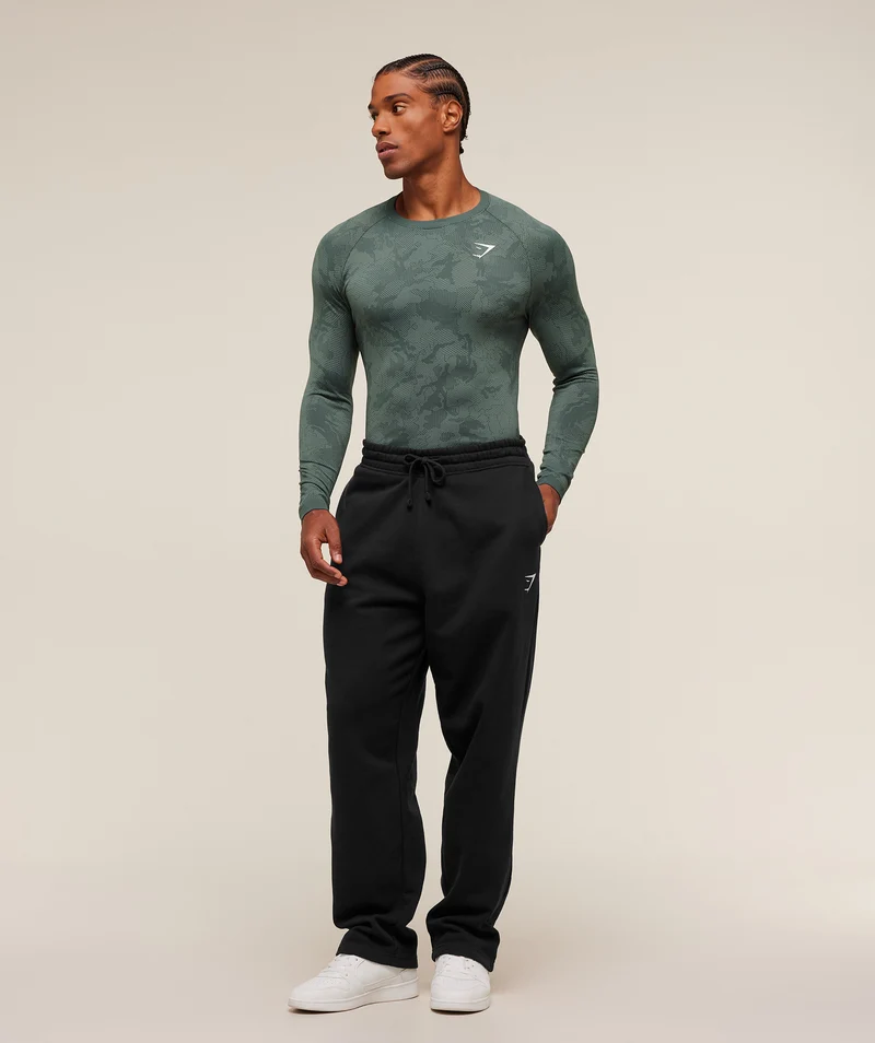 Gymshark Geo Seamless Long Sleeve T-Shirt - Slate Teal/Denim Grey