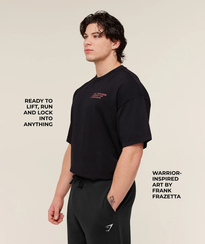 Gymshark Frazetta Graphic T-Shirt - Black/Rust Red